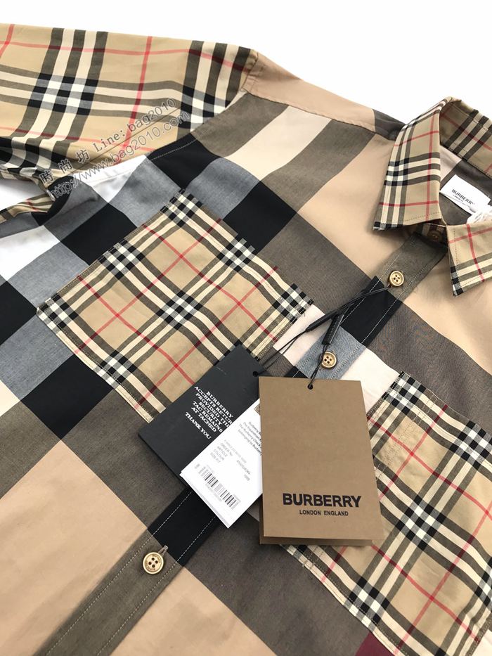 Burberry男裝 巴寶莉2020新款拼接剪裁長袖襯衫  ydi3281